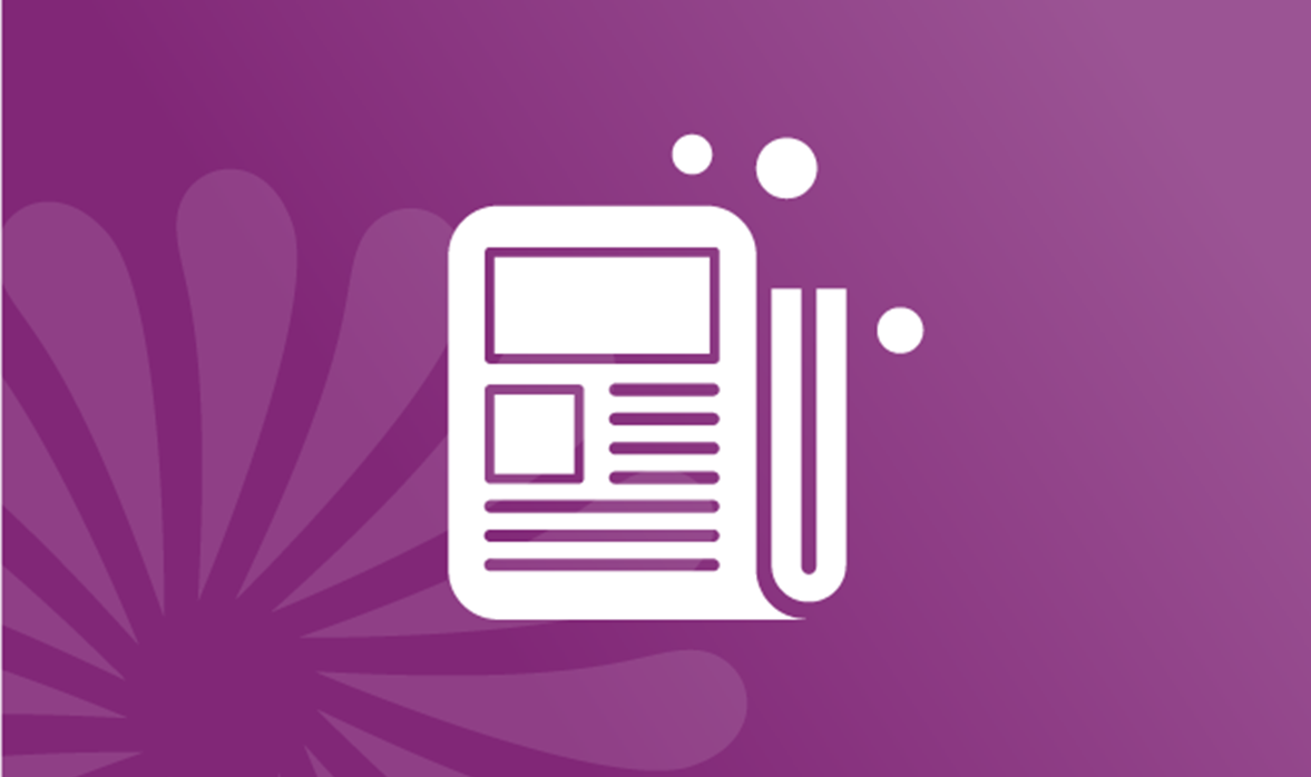 Document icon on a purple background. 